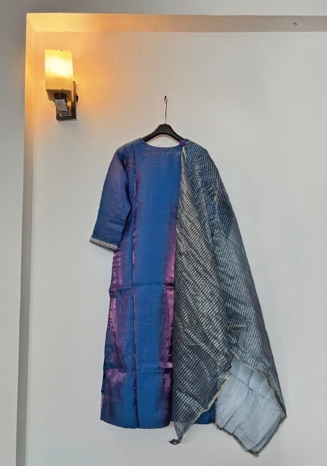 The Royal Teal Ensemble: Hand-Embellished Silk Suite by Lavyam