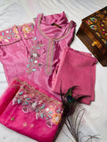 Soft Pink Floral Luxe Kurti Set