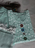 Mint Green Floral Printed Kurti Set